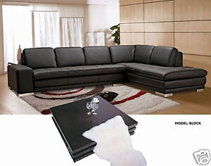 Block Italian Brown Leather Contemporary Sectional Sofa