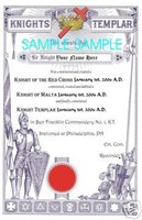 Personalized Masonic Knights Templar Certificate ring