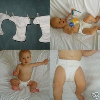 6 NEW FITTED CLOTH BABY NAPPIES COTTON - NEW BORN SIZE
