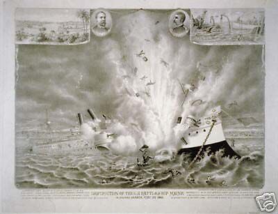 USS Battleship Maine Havana Harbor Feb 1898 Graphic  
