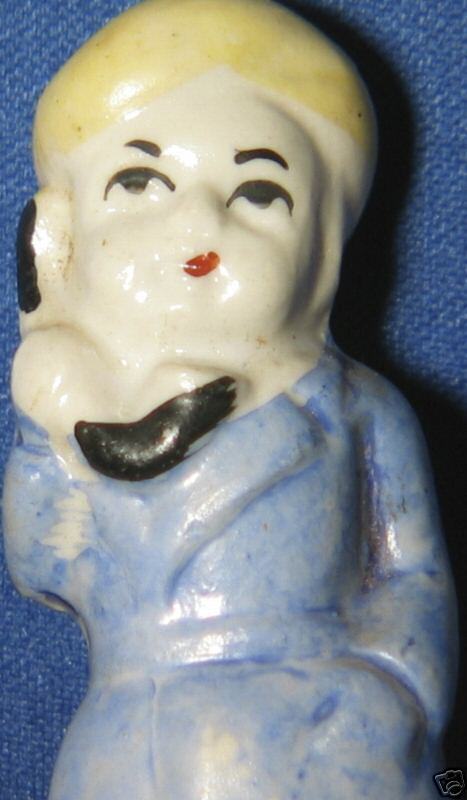 Boy on Telphone Porcelain Figurine 1920s 1930s JAPAN  