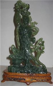 Chinese Nephrite Jade Lady Beauty Lam dor-yuen Statue