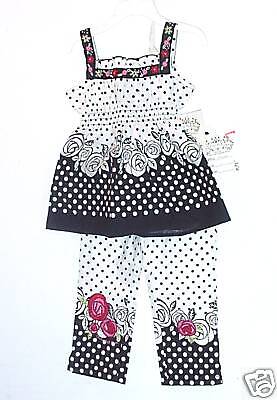 NWT LIPSTIK ENGLISH ROSES BLACK & WHITE PANTS SET SZ 4  