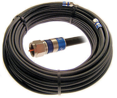 15 FT SOLID COPPER BLACK RG6 COAX w/ DIGICON CONNECTORS  