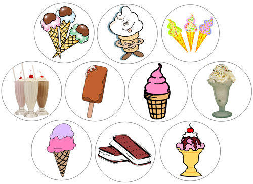 ICE CREAM pin button set sundae milkshake party favor  