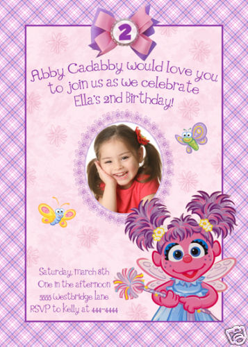 SESAME STREET, ELMO, ABBY CADABBY CUSTOM INVITATIONS  