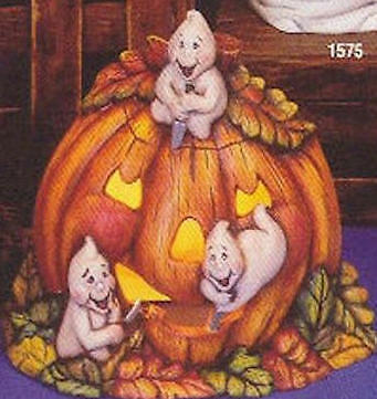 Ceramic Bisque Ghost Carving Pumpkin electric included  