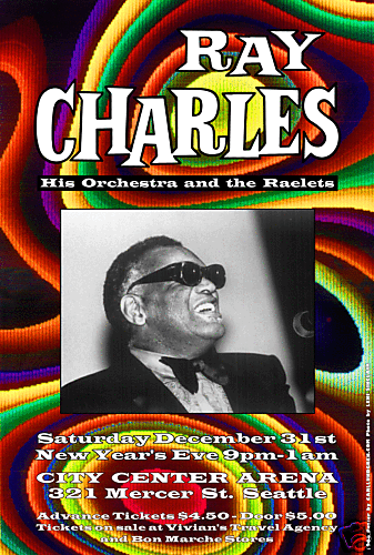 RAY CHARLES SEATTLE CONCERT POSTER NEW YEARS EVE 1966  