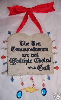 Ten Commandments Sentiment Sign Plaque   Colorful  