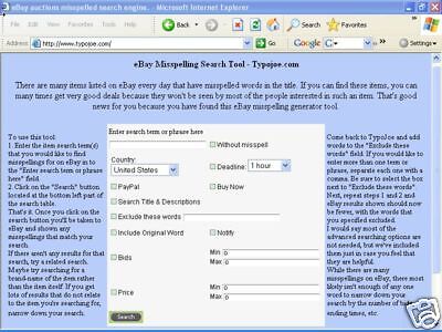 Free  Misspelling Typo Search Tool Save $$ Buying  