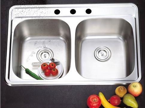 hole Stainless Steel Topmount Kitchen Sink Doublebowl  