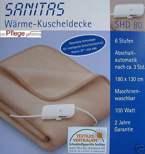 SANITAS HEIZDECKE WÄRMEDECKE KUSCHELDECKE * ÖKO TEX 100