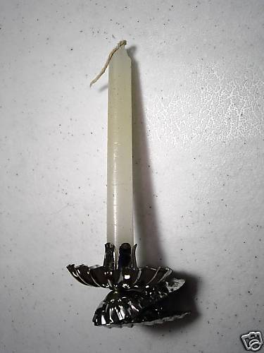 German Christmas Tree Candle Clips, Set of 10, Silver  