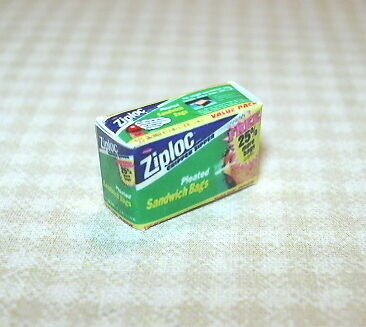 Miniature Green Sandwich Baggies Box for DOLLHOUSE  