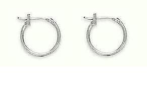 14k White Gold Baby Hoops Earrings Kids Childrens 12mm  