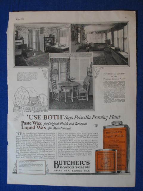 BUTCHERS BOSTON FURNITURE POLISH VINTAGE OLD AD 1926  