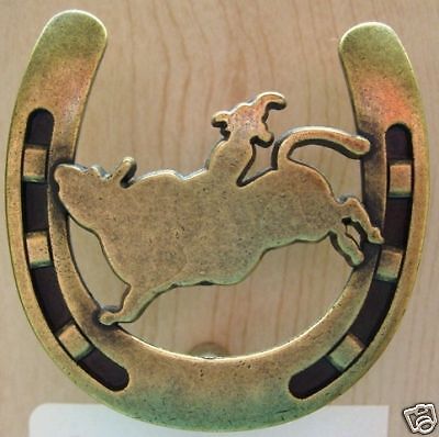 Western Horseshoe/Bull Cabinet Knob   Antique Brass  