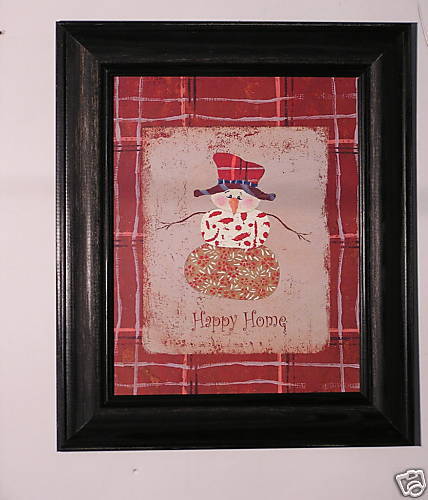 Holiday snowman Happy Home country picture framed  