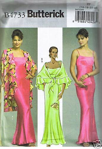 Long Evening Dress Formal Gown Wrap Pattern 16 18 20 22 031664404262 