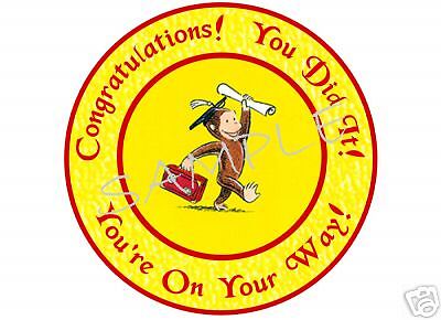 Edible Cake Image Curious George Graduation Circle  