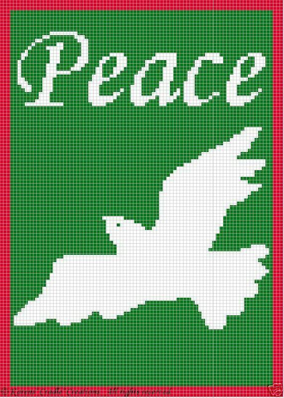 Crochet Patterns   PEACE WHITE DOVE afghan pattern  