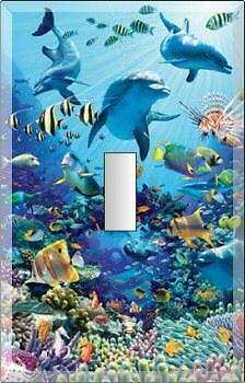 DOLPHIN SWIM IN CORAL SEA LIFE SINGLE SWITCH PLATE #4  