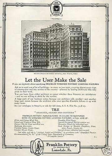 1928 Vintage Ad FORT WORTH TX Methodist Hospital Illust  