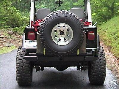 JEEP TIRE CARRIER W/BUMPER, GAS CAN & HL JACK HOLDERS  