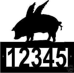 Custom FLYING PIG ADDRESS SIGN Steel When Pigs Fly  