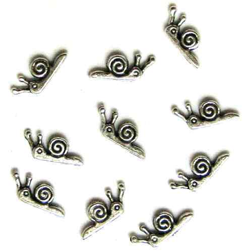 10 Silver Plated Snail Beads Snails  