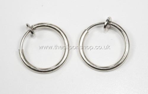 AMAZING small COMFY CLIP ON hoops SILVER HOOP EARRINGS  