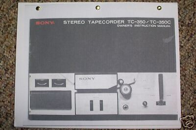 Sony TC 350/350C Reel to Reel Owners Manual FREE SHIP  