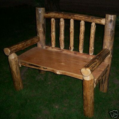 Rustic Pine Log Yard Garden Bench Lodge Cabin Furniture