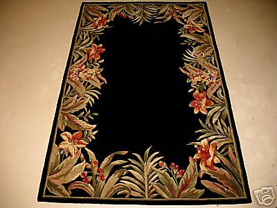 5x8 KAS Sparta 3152 Black Tropical Coastal Area Rug  