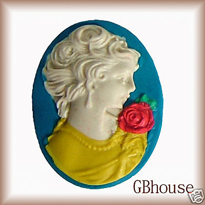 Romantic Lady   Silicone push mold polymer clay Cameo  