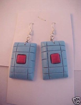 Turquoise / Coral Slab Earrings with Wires  