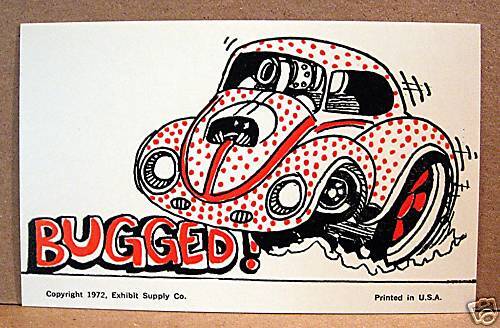 Old VW Bug Odd Rod Type Weirdo Car Exhibit Supply Card  