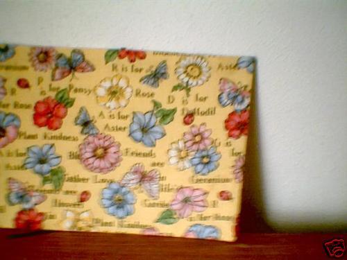 Paperback fabric book cover   Yellow alphabet gadren  