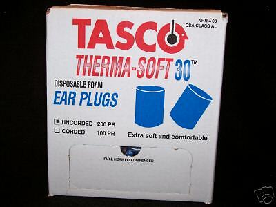 EAR PLUGS, FOAM, TASCO THERMA SOFT, DISPENSER BOX 200  