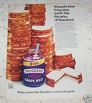 78 Smuckers Grape Jelly peanut butter sandwich 1pg AD  
