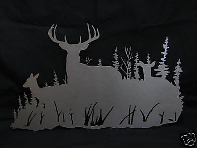 Plasma art buck with does deer scene wall hanging  