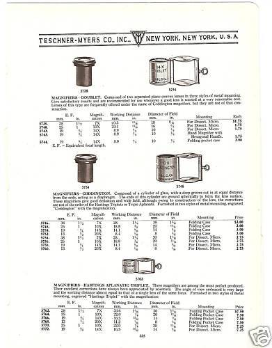 BAUSCH & LOMB MAGNIFIER JEWELERS LOOP 1929 CATALOG AD  