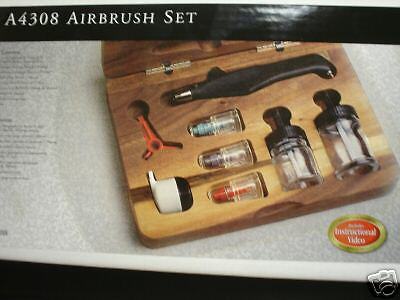 AZTEK AIRBRUSH SET A4308 BY TESTORS WITH WOOD CASE  