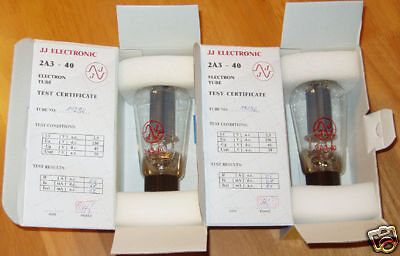 Factory Matched Pair JJ 2A3 40 amp tubes, Brand New   