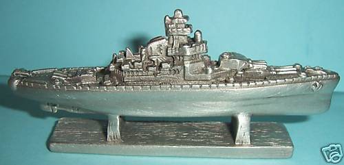 Spoontiques Pewter Ship   World War 2 Battleship  