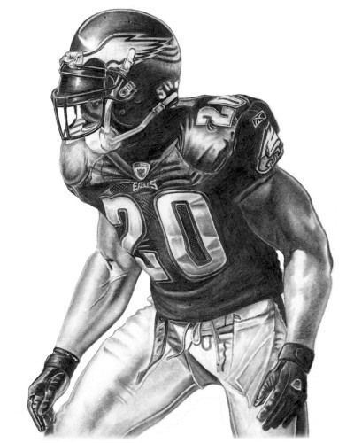 BRIAN DAWKINS POSTER LITHOGRAPH PRINT IN EAGLES JERSEY  