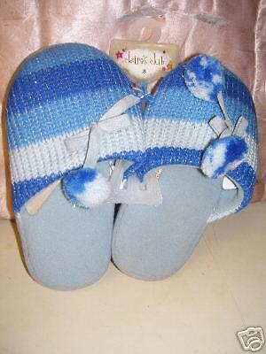 NWT  CLAIRES CLUB GIRLS BLUE PLUSH SLIPPERS SZ SMALL  