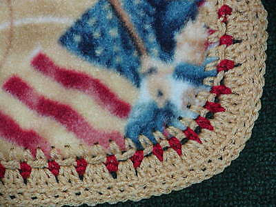 CRIB/NAP BLANKET  PATRIOTIC BASEBALL THEME/RUST 28X46  