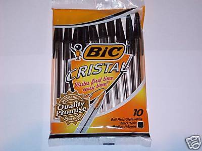 Bic Cristal Classic Stic Pens Medium Black Ink 10 pack  