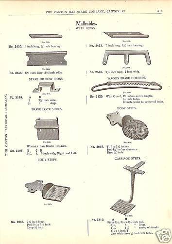 BUGGY STEP WAGON BRAKE PARTS ANTIQUE 1896 CATALOG AD  